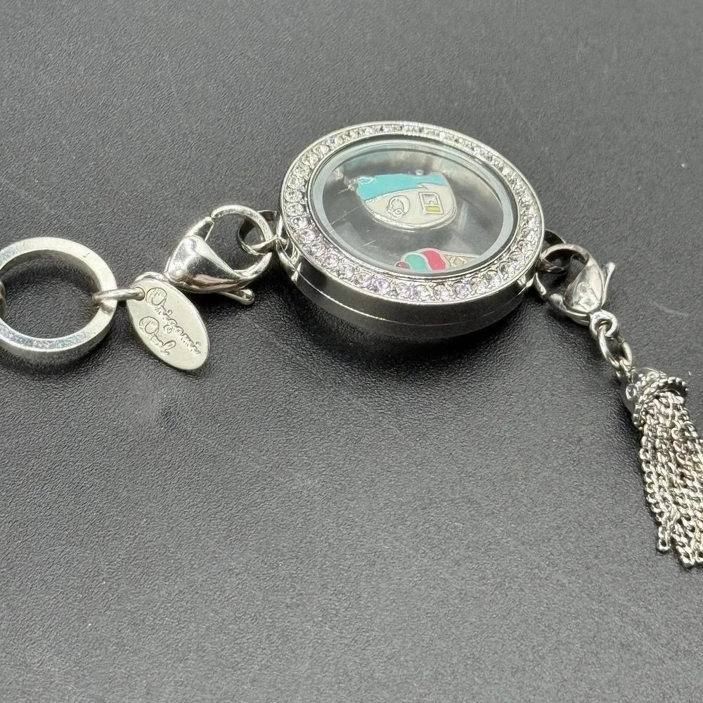 Origami Owl Living Locket Tassel Necklace Silver Chain Camper Ice Cream Charm